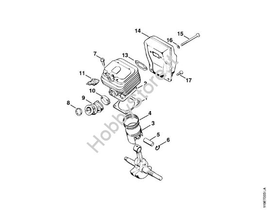 Cilindro, silenziatore Motoseghe a benzina (MS) 042 della marca STIHL