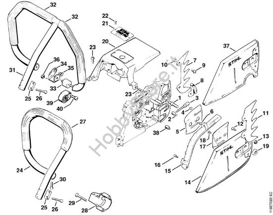 Coperchio rocchetto catena, impugnatura Motoseghe a benzina (MS) 042 Q della marca STIHL