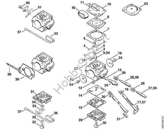 Carburatore C3M-S5, S24, S5, S20, S22, S23 Motoseghe a benzina (MS) 044 della marca STIHL