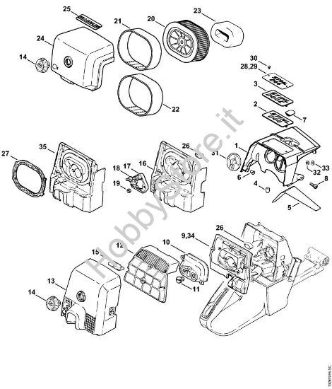 Cappottatura, filtro aria Motoseghe a benzina (MS) 044 C della marca STIHL