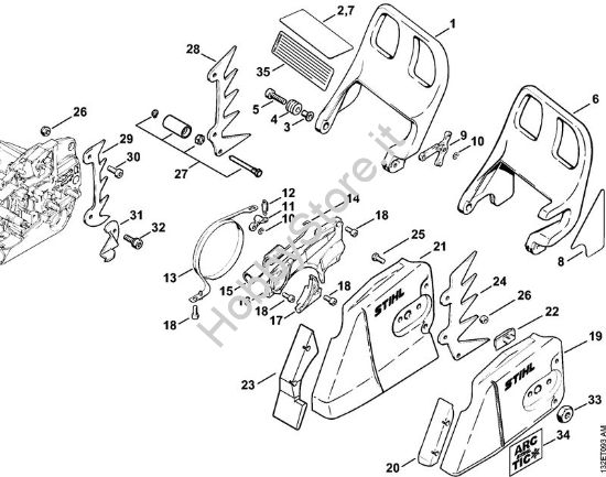 Freno catena, coperchio rocchetto catena Motoseghe a benzina (MS) 044 C della marca STIHL