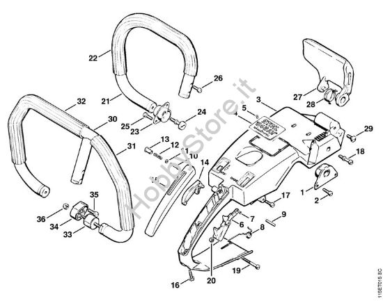 Manico a telaio, manico tubolare Motoseghe a benzina (MS) 045 AVE della marca STIHL