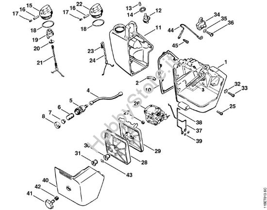 Sede carburatore, filtro aria Motoseghe a benzina (MS) 045 AVE della marca STIHL