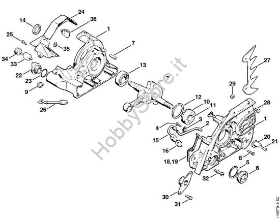 Carter albero a gomito, albero a gomito Motoseghe a benzina (MS) 045 AVEQ della marca STIHL