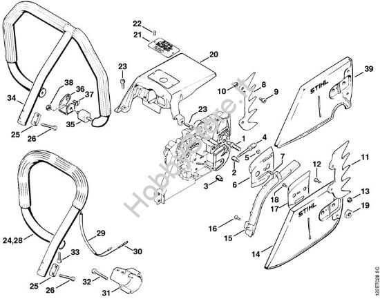 Coperchio rocchetto catena, impugnatura Motoseghe a benzina (MS) 048 W della marca STIHL