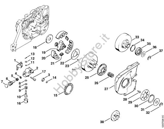 Pompa olio, frizione Motoseghe a benzina (MS) 048 W della marca STIHL