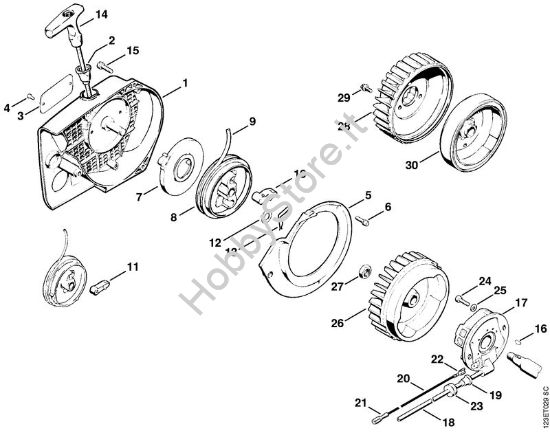 Dispositivo avviamento, impianto di accensione Motoseghe a benzina (MS) 056 M della marca STIHL