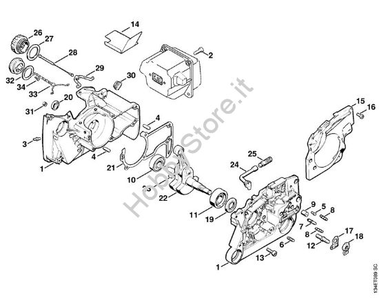 Carter albero a gomito Motoseghe a benzina (MS) 064 R della marca STIHL