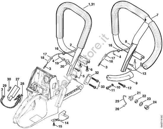 Manico tubolare (Riscaldamento) Motoseghe a benzina (MS) 064 W della marca STIHL