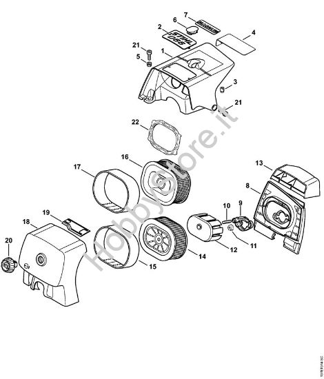 Cappottatura, filtro aria Motoseghe a benzina (MS) 066 W della marca STIHL