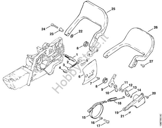 Freno catena, protezione mano Motoseghe a benzina (MS) 08 SE della marca STIHL