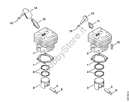 Cilindro Motoseghe a benzina (MS) 08 SEQ della marca STIHL