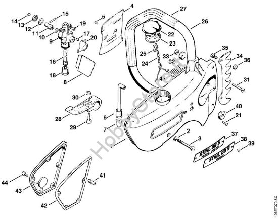 Coperchio rocchetto catena, pompa olio Motoseghe a benzina (MS) 08 SEQ della marca STIHL