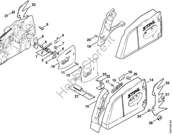 Dispositivo tendicatena, Coperchio rocchetto catena Motoseghe a benzina (MS) 084 della marca STIHL