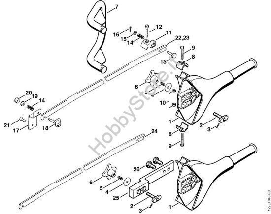 Impugnatura, riparo catena Motoseghe a benzina (MS) 090 della marca STIHL