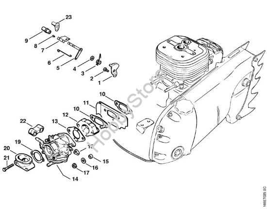 Regolatore di giri, Carburatore Motoseghe a benzina (MS) 090 della marca STIHL