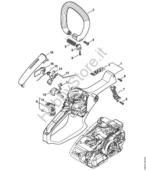 Corpo impugnatura, manico tubolare Motoseghe a benzina (MS) MS 150 C-E della marca STIHL