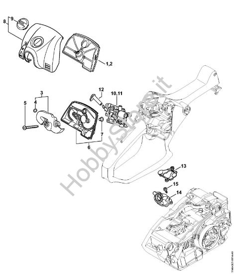 Filtro aria, Coperchio sede carburatore Motoseghe a benzina (MS) MS 150 C-E della marca STIHL