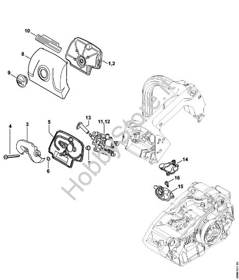 Filtro aria, Coperchio sede carburatore Motoseghe a benzina (MS) MS 150 TC-E della marca STIHL