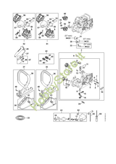 Picture of Carcassa motore, Filtro aria, Sistema AV, Manico tubolare MS 162 C-BE