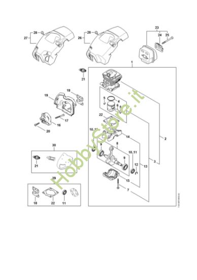 Picture of Carter albero a gomito, Cilindro, Silenziatore, Cappottatura MS 162 C-BE