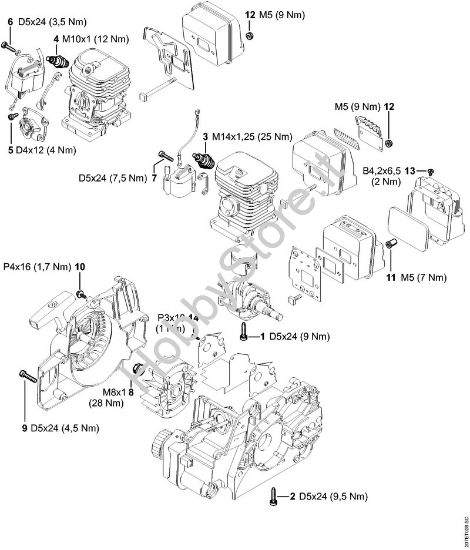 Coppie di serraggio Motoseghe a benzina (MS) MS 170 2-MIX della marca STIHL