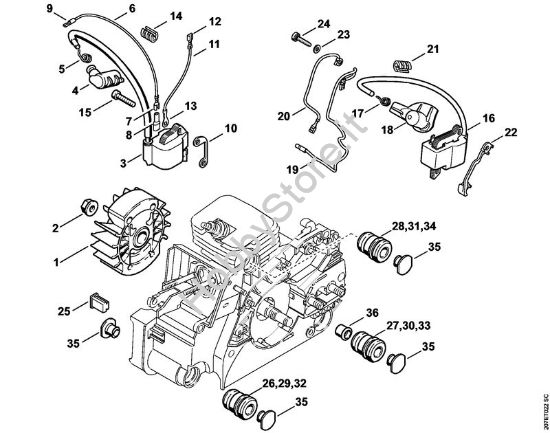 Impianto di accensione, Sistema AV Motoseghe a benzina (MS) MS 170 C-E D della marca STIHL