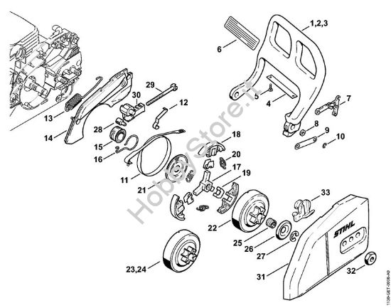 Protezione mano, freno catena Motoseghe a benzina (MS) MS 170-D della marca STIHL