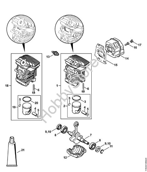 Cilindro, silenziatore Motoseghe a benzina (MS) MS 171 della marca STIHL