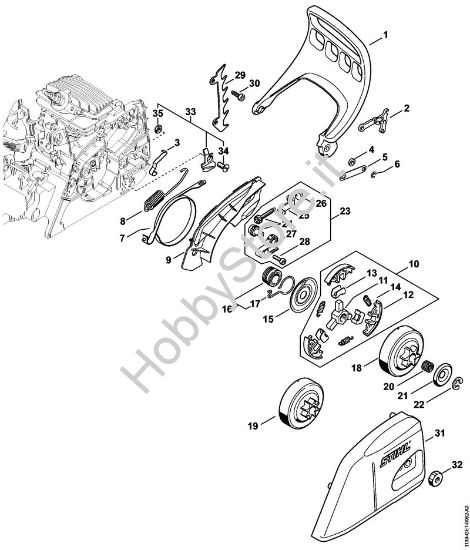 Protezione mano, freno catena Motoseghe a benzina (MS) MS 171 della marca STIHL
