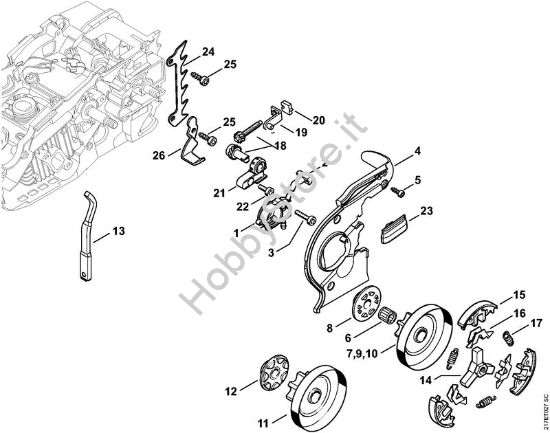 Pompa olio, frizione Motoseghe a benzina (MS) MS 192 C-E della marca STIHL
