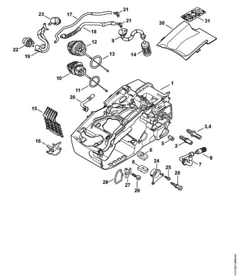 Carcassa motore Motoseghe a benzina (MS) MS 193 T della marca STIHL
