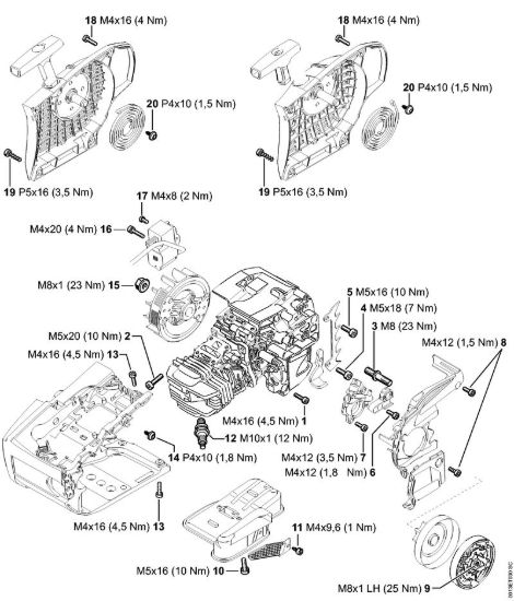 Coppie di serraggio Motoseghe a benzina (MS) MS 201 C-M della marca STIHL