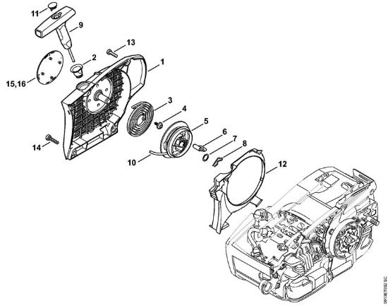 Dispositivo di avviamento Motoseghe a benzina (MS) MS 201 C-M della marca STIHL