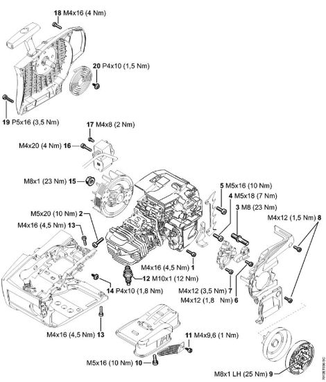 Coppie di serraggio Motoseghe a benzina (MS) MS 201 T della marca STIHL