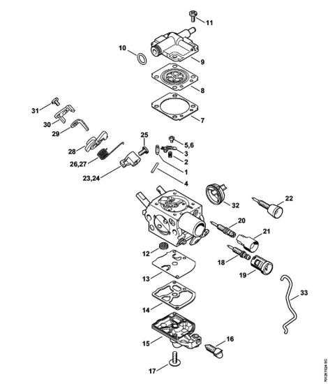 Carburatore C1Q-S251, C1Q-S249, C1Q-S215, C1Q-S189 Motoseghe a benzina (MS) MS 201 TC-E della marca STIHL