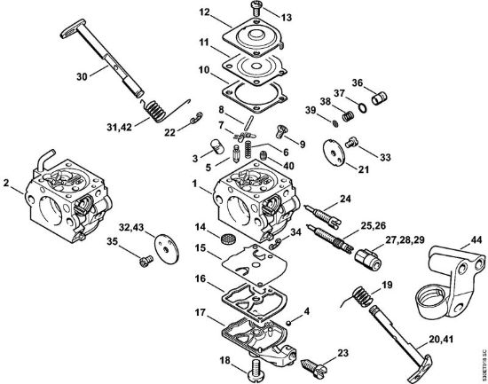 Carburatore C1Q-100335, C1Q-S86 Motoseghe a benzina (MS) MS 210 C-B della marca STIHL