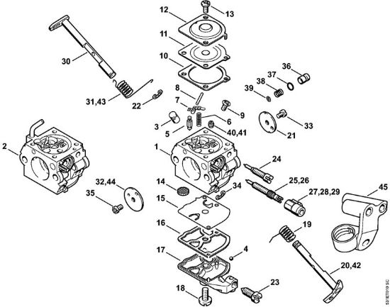Carburatore C1QÂ­S84, C1Q-100335 Motoseghe a benzina (MS) MS 230 della marca STIHL