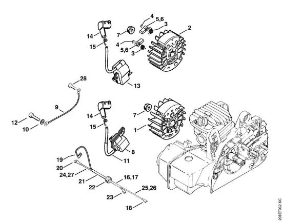 Impianto di accesione Motoseghe a benzina (MS) MS 230 C-B della marca STIHL