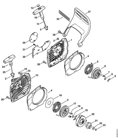 Dispositivo di avviamento, Protezione mano Motoseghe a benzina (MS) MS 241 C-M della marca STIHL