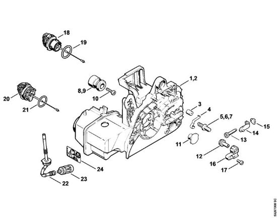 Carcassa motore Motoseghe a benzina (MS) MS 250 della marca STIHL