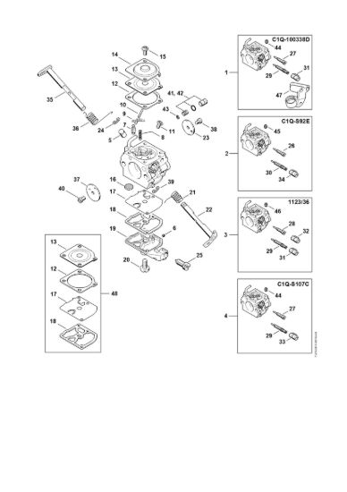 Picture of Carburatore C1Q­S91, -S92, -S107, C1Q-100338, 1123/36 MS 250 C-BE 