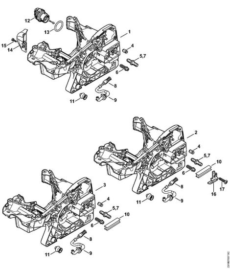 Carcassa motore Motoseghe a benzina (MS) MS 251 C-BEQ della marca STIHL