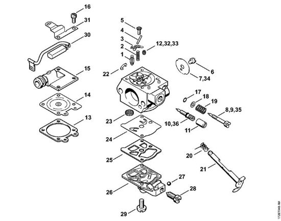 Carburatore WTE-1, WTE-2, WTE-4, WTE-11 Motoseghe a benzina (MS) MS 260 FarmBoss della marca STIHL