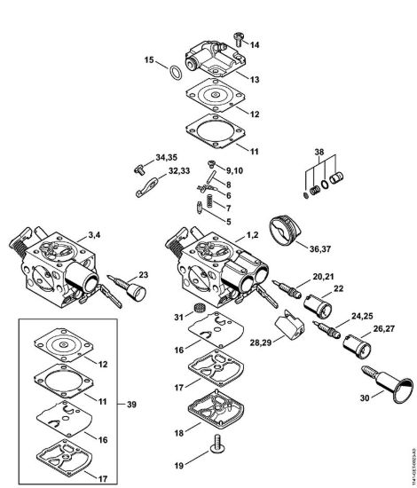 Carburatore C1Q-S247, C1Q-S253, C1Q-S212, C1Q-S179 Motoseghe a benzina (MS) MS 271 C-BE della marca STIHL