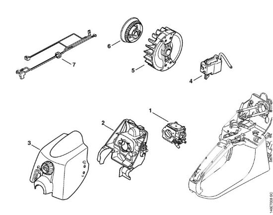 Impianto di accesione (Gestione intelligente del motore) Motoseghe a benzina (MS) MS 280 C-BQ della marca STIHL