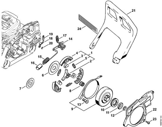 Freno catena, frizione Motoseghe a benzina (MS) MS 360 C della marca STIHL
