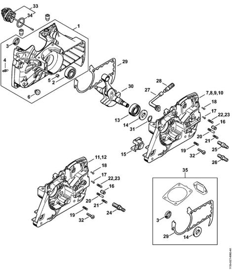 Carter albero a gomito Motoseghe a benzina (MS) MS 361 C-Q della marca STIHL