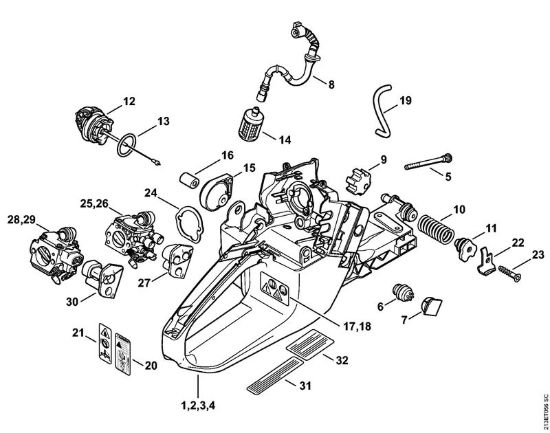 Corpo serbatoio Motoseghe a benzina (MS) MS 361 C-Q della marca STIHL