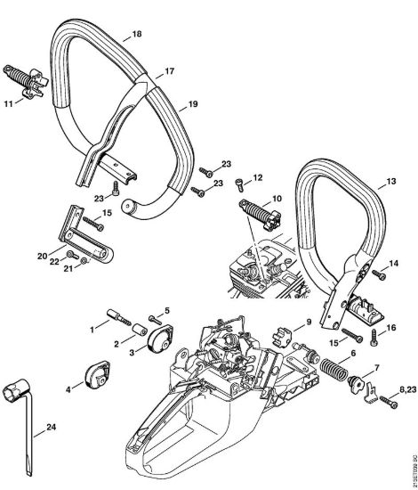 Sistema AV, Manico tubolare Motoseghe a benzina (MS) MS 361 C-Q della marca STIHL